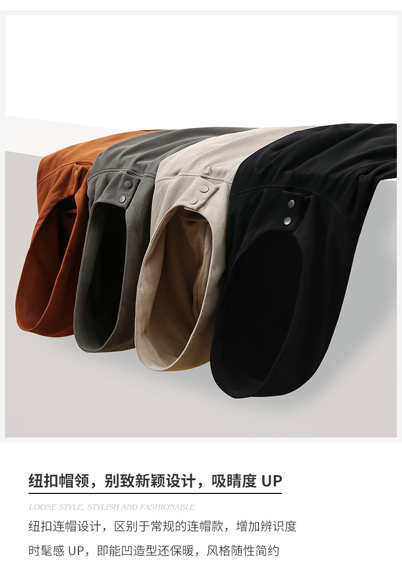 登爵男装 秋冬新款连帽卫衣320g斜纹双面棉金属扣防风帽潮牌