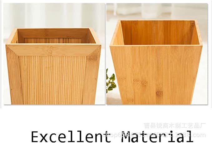 竹制创意垃圾桶简约创意家用客厅卧室办公室竹制方形垃圾桶 (4