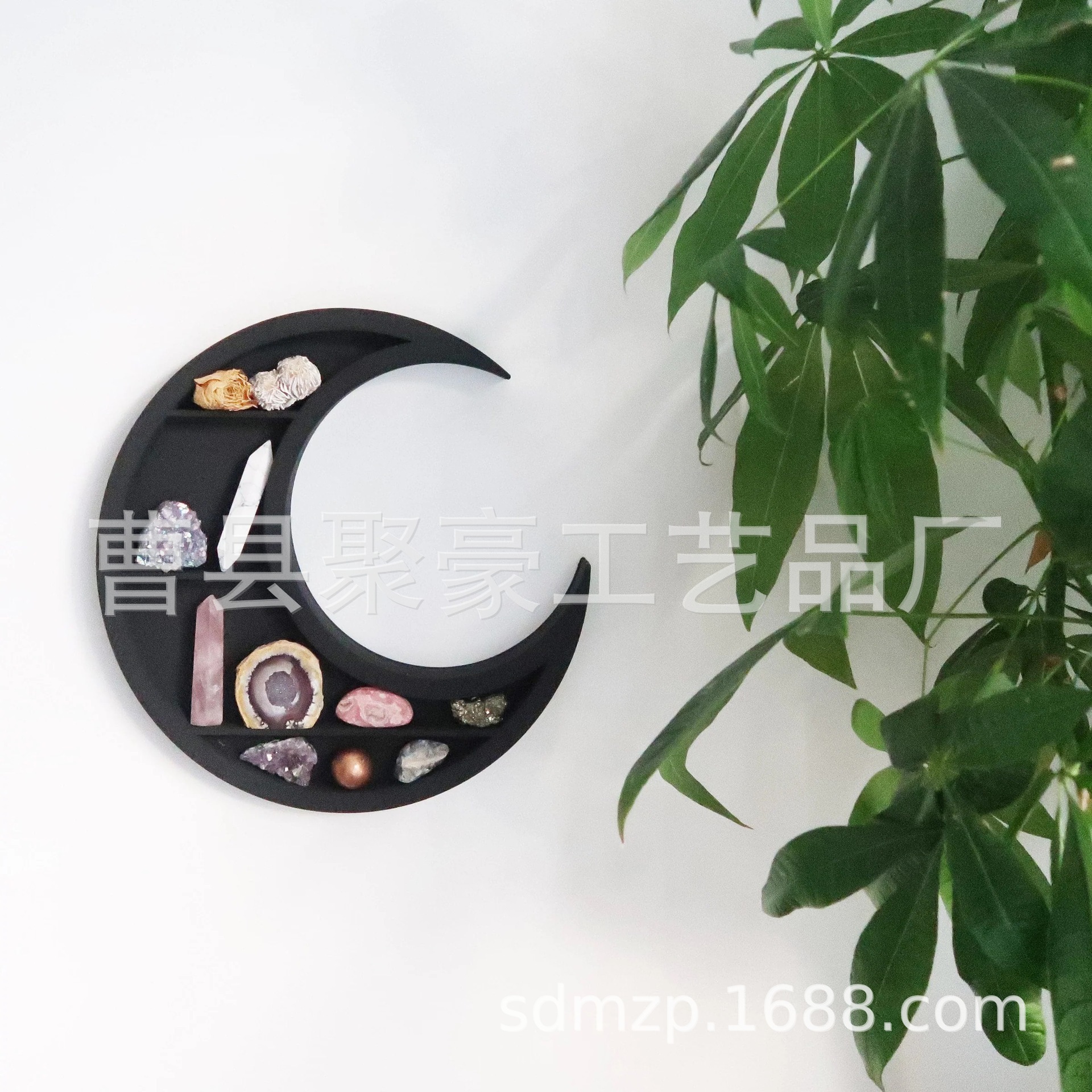 新款水晶置物架木质装饰架壁挂精油欧式客厅墙壁装饰架石头展示架