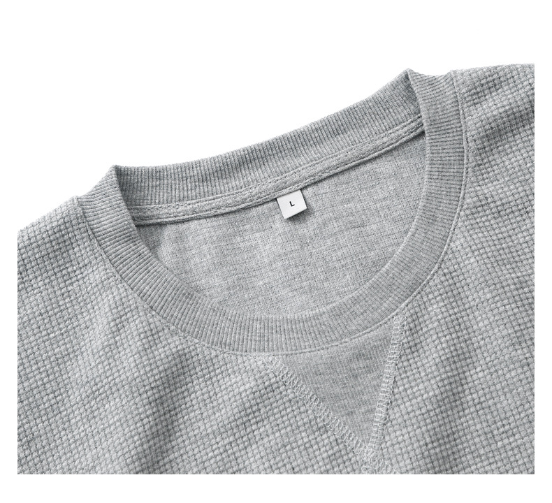 登爵男装 春夏新款220g克华夫格圆领T恤 纯色宽松简约倒三