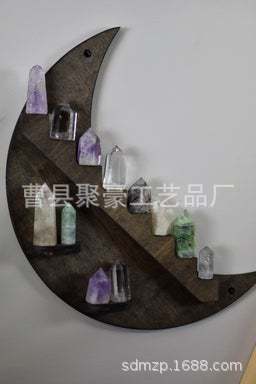 新款水晶置物架木质装饰架壁挂精油欧式客厅墙壁装饰架石头展示架
