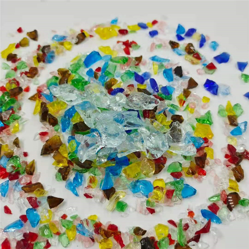 批发玻璃砂水族鱼缸底砂 园林庭院微景观装饰彩色玻璃块玻璃石