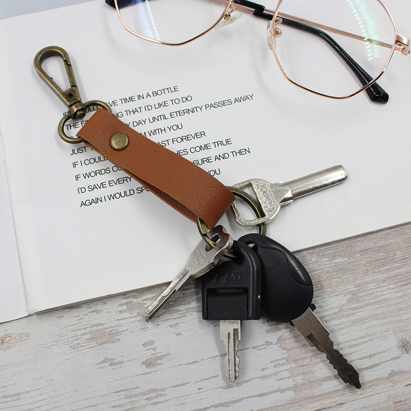 新款钥匙扣 简约PU皮革钥匙圈环 钥匙防丢保护套