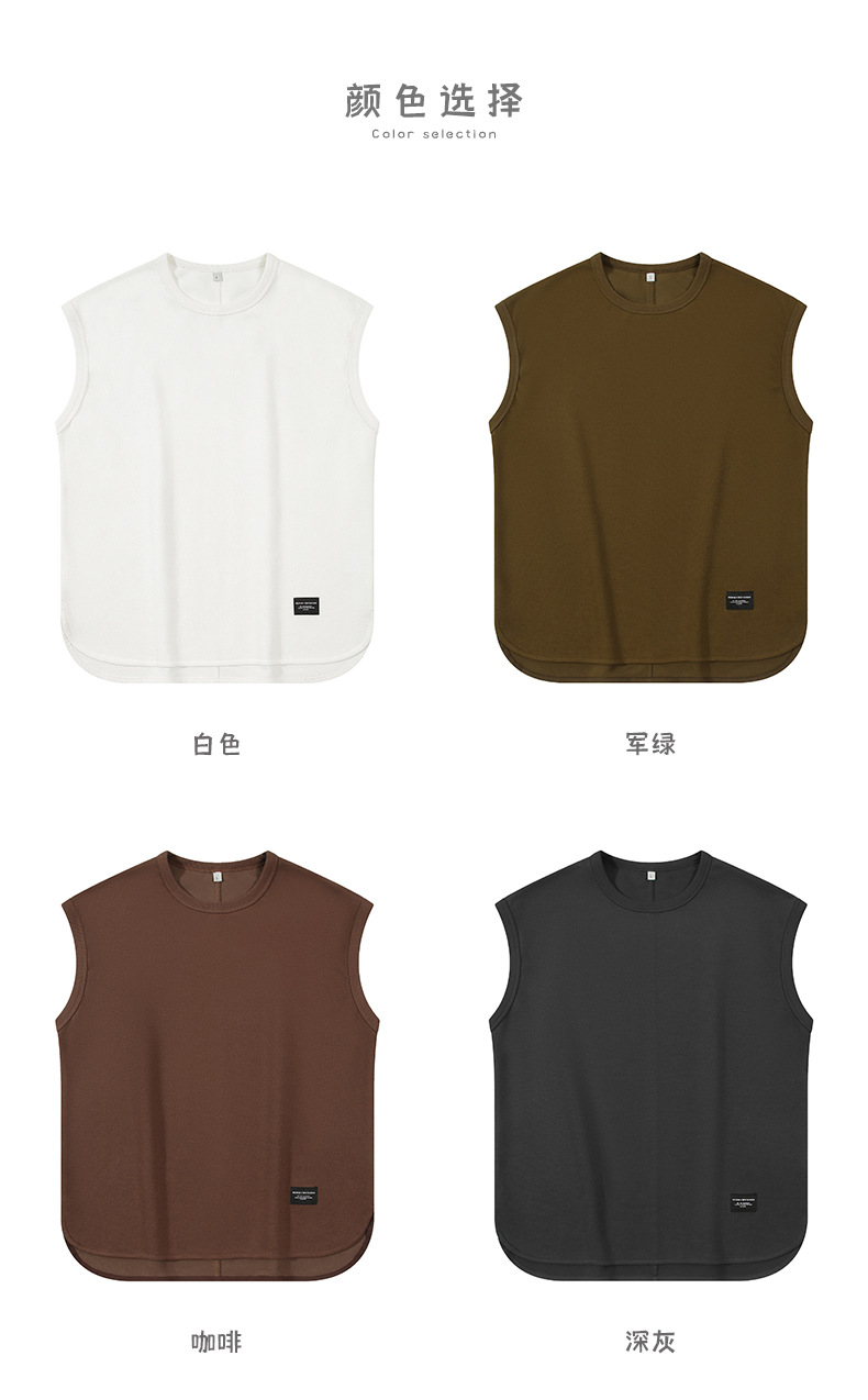 登爵男装220克珠地重磅无袖坎肩背心宽松日系复古潮牌背心男 