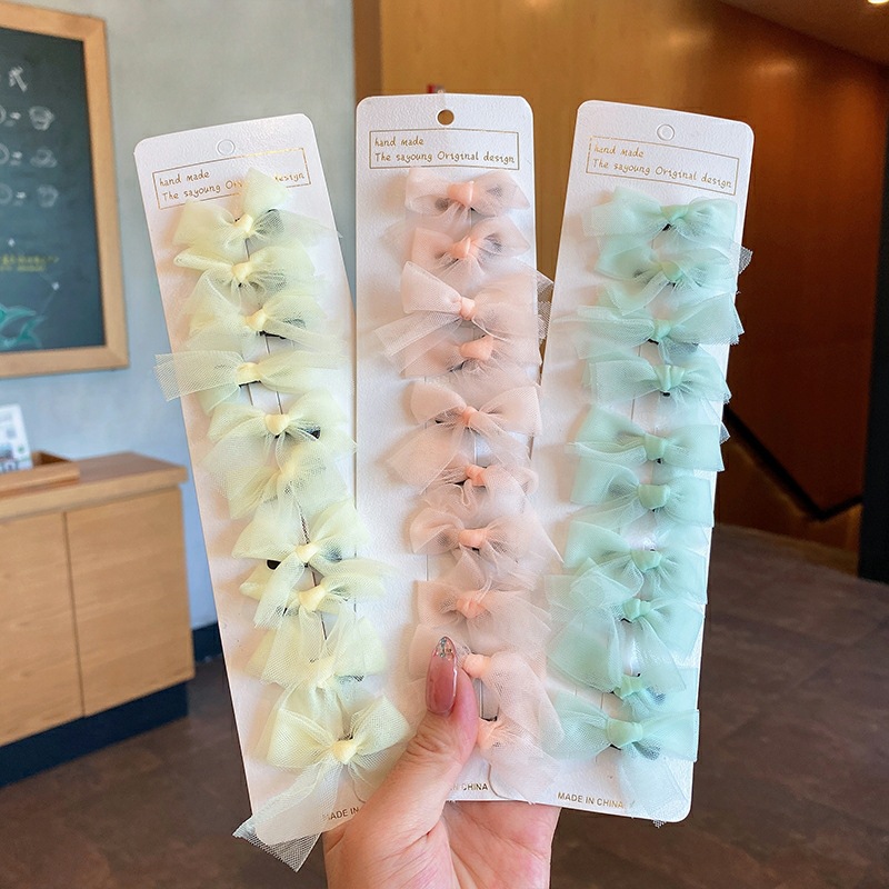 10个装~网纱蝴蝶结发夹