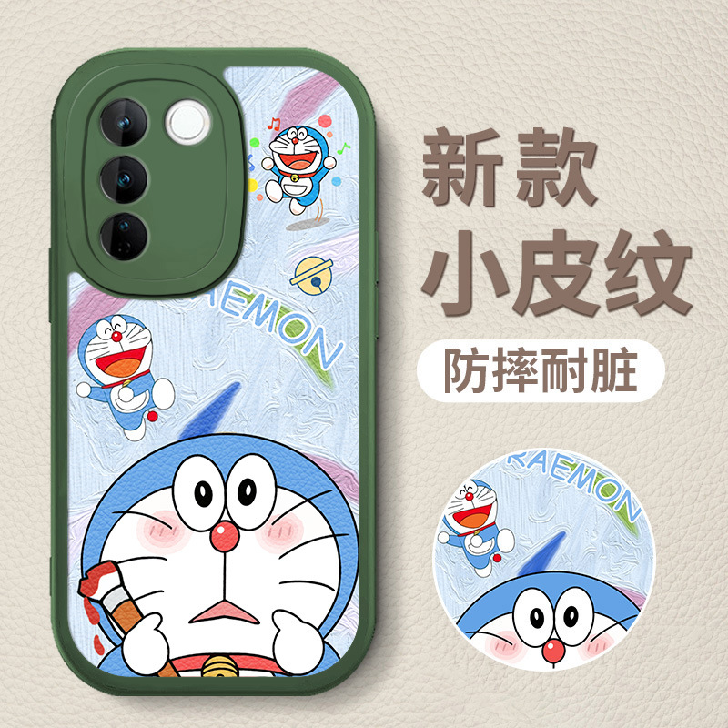 6-绿D-84202-蓝色油画哆啦梦绿底