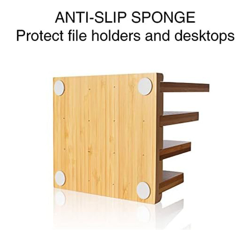 竹木收纳整理架简约办公桌文件夹多格分类学生文具资料信件置物架