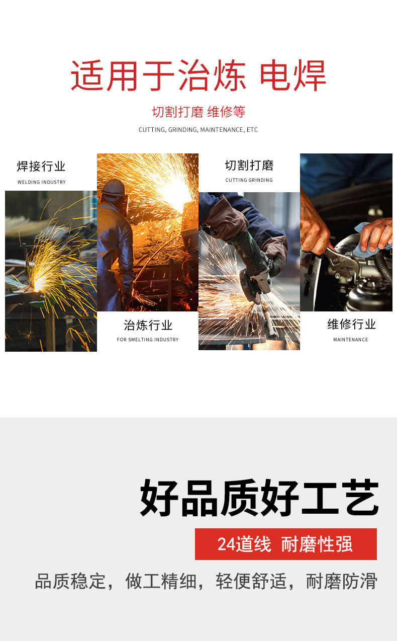 24线帆布手套双层加厚全衬工业机械防油电焊工防护劳