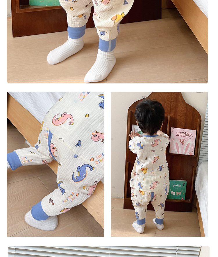 蓝恐龙短袖纱布睡袋_04