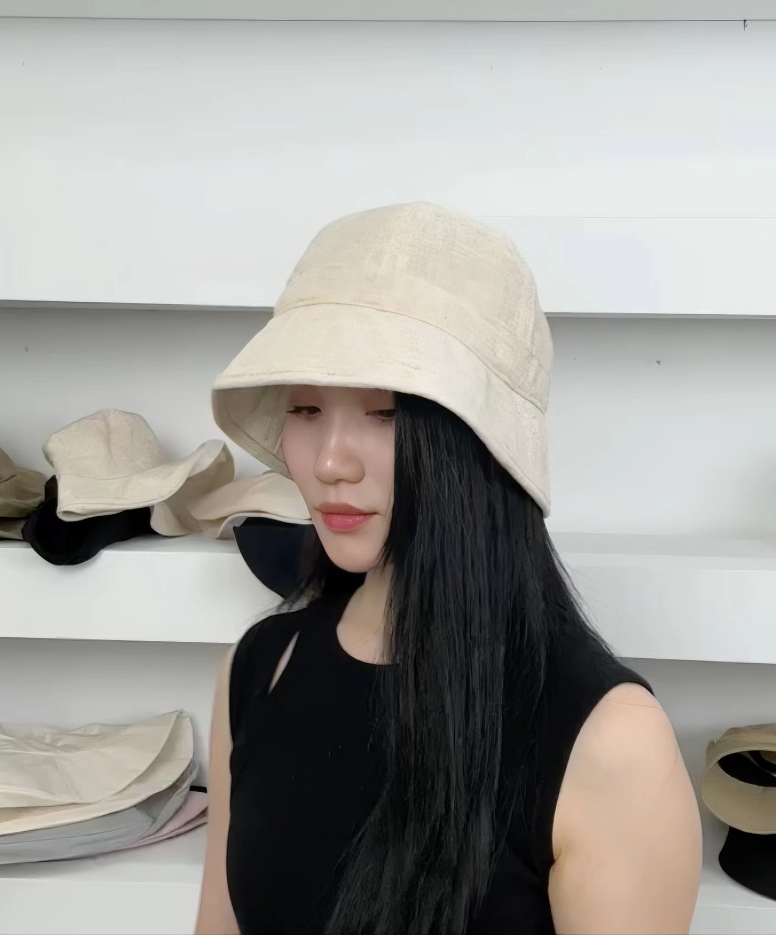 YF126-亚麻圆顶小檐盆帽