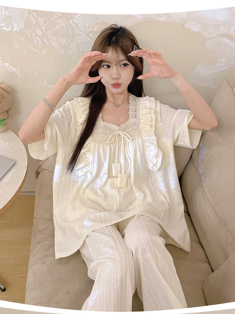 复制_睡衣女韩版甜美荷叶边精梳棉夏季短袖休闲家.jpeg