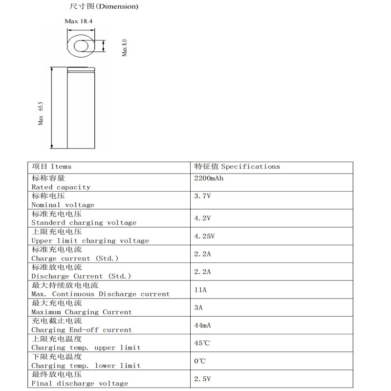 2200MAH 5C 规格书图