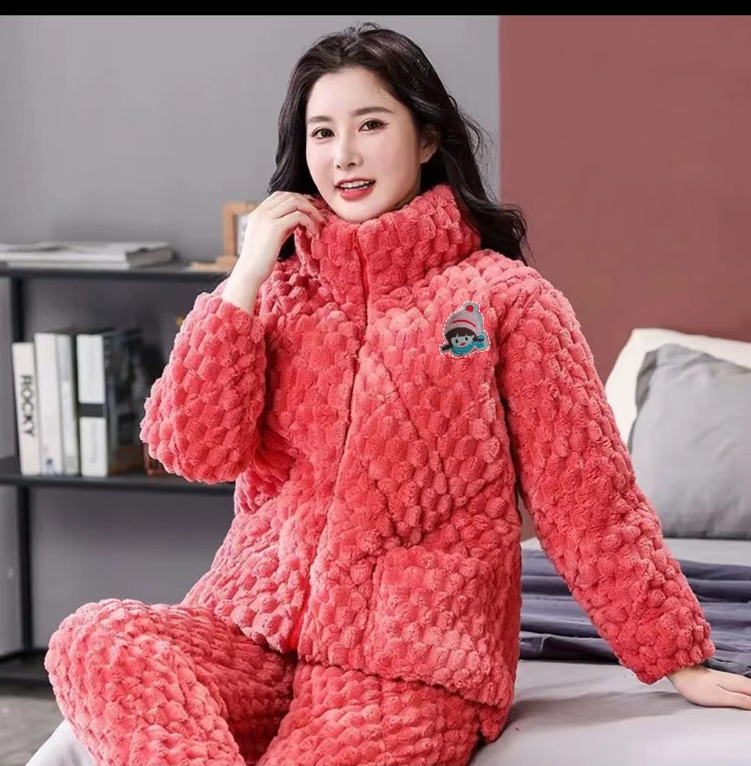 金龟绒拉链 红豆沙