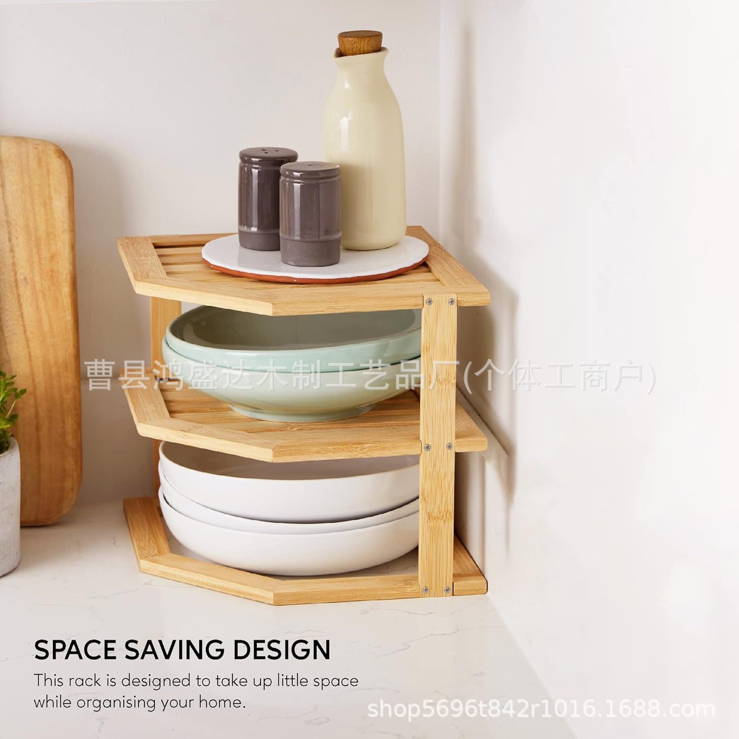 竹制收纳架厨房木质盘碟整理架橱柜架浴室拐角多层桌面置物架定制