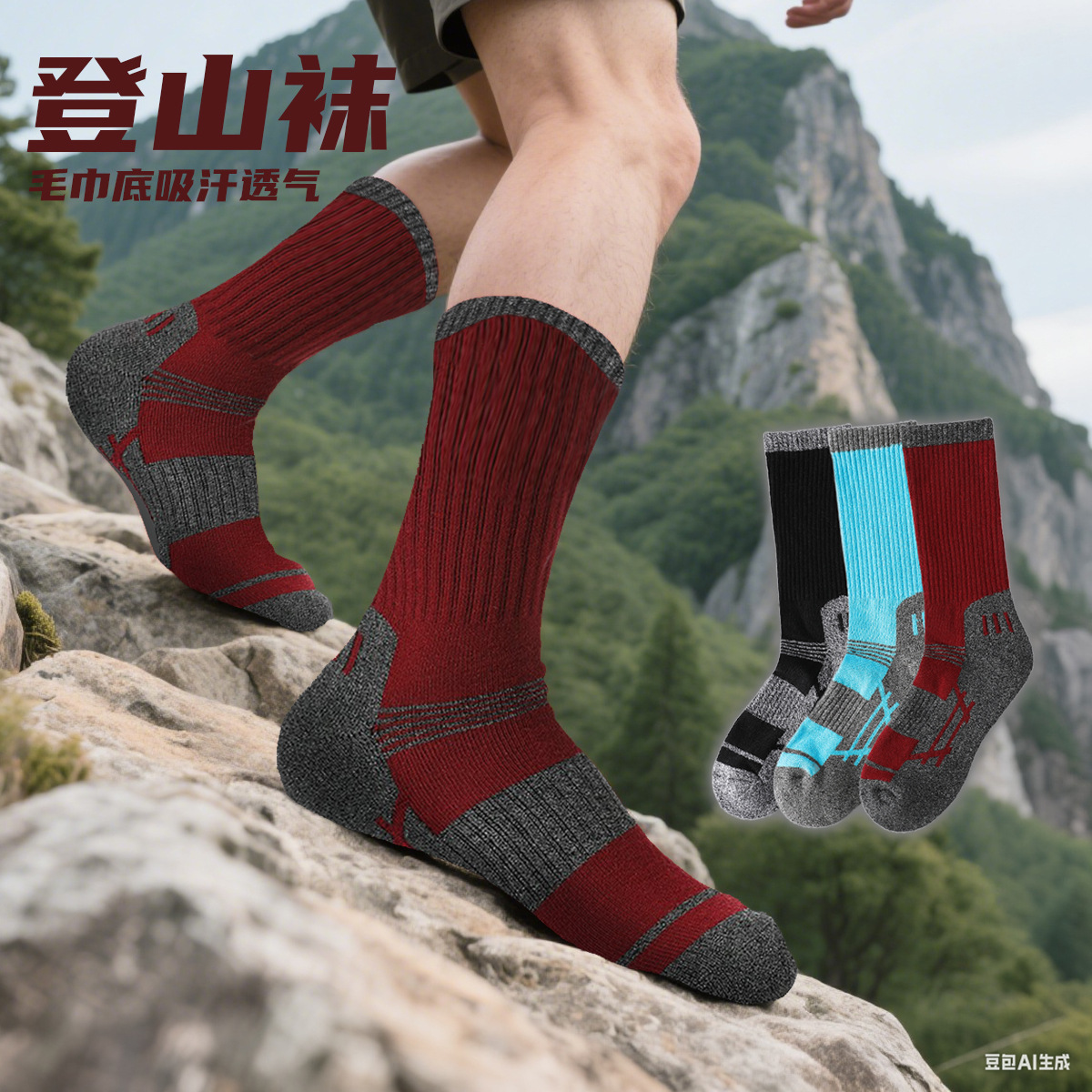 生成特定穿着爬山的图片 拷贝