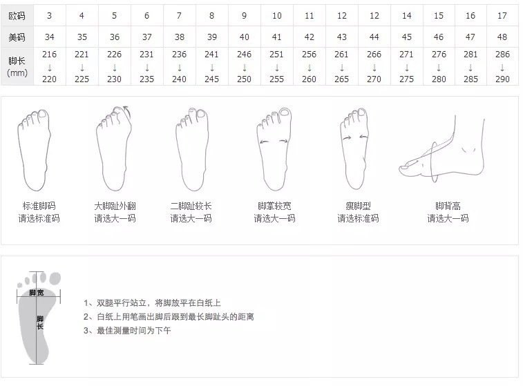 尺码表