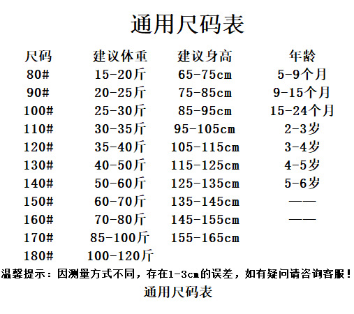 通用尺码表1 - 副本