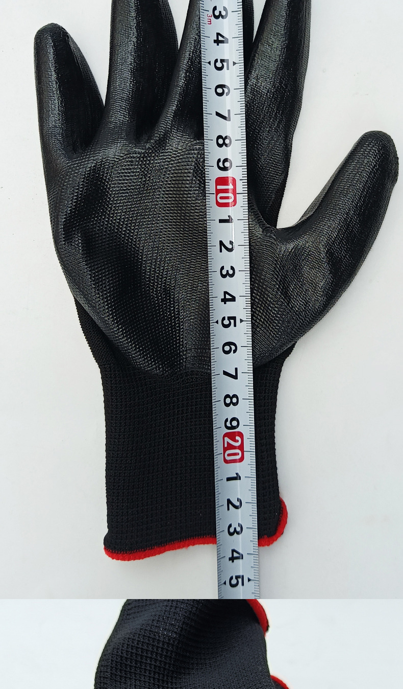 十三针尼龙丁腈手套黑纱黑胶防油耐磨挂胶浸胶工作干活
