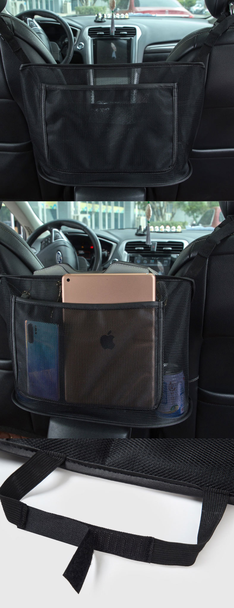 汽车两座椅网兜-车载手提包零食悬挂置物袋-网兜储物收纳袋通用