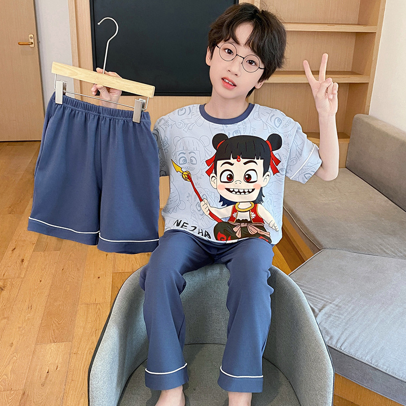 复制_哪吒棉男童睡衣三件套全棉夏季薄款青少年短.jpg