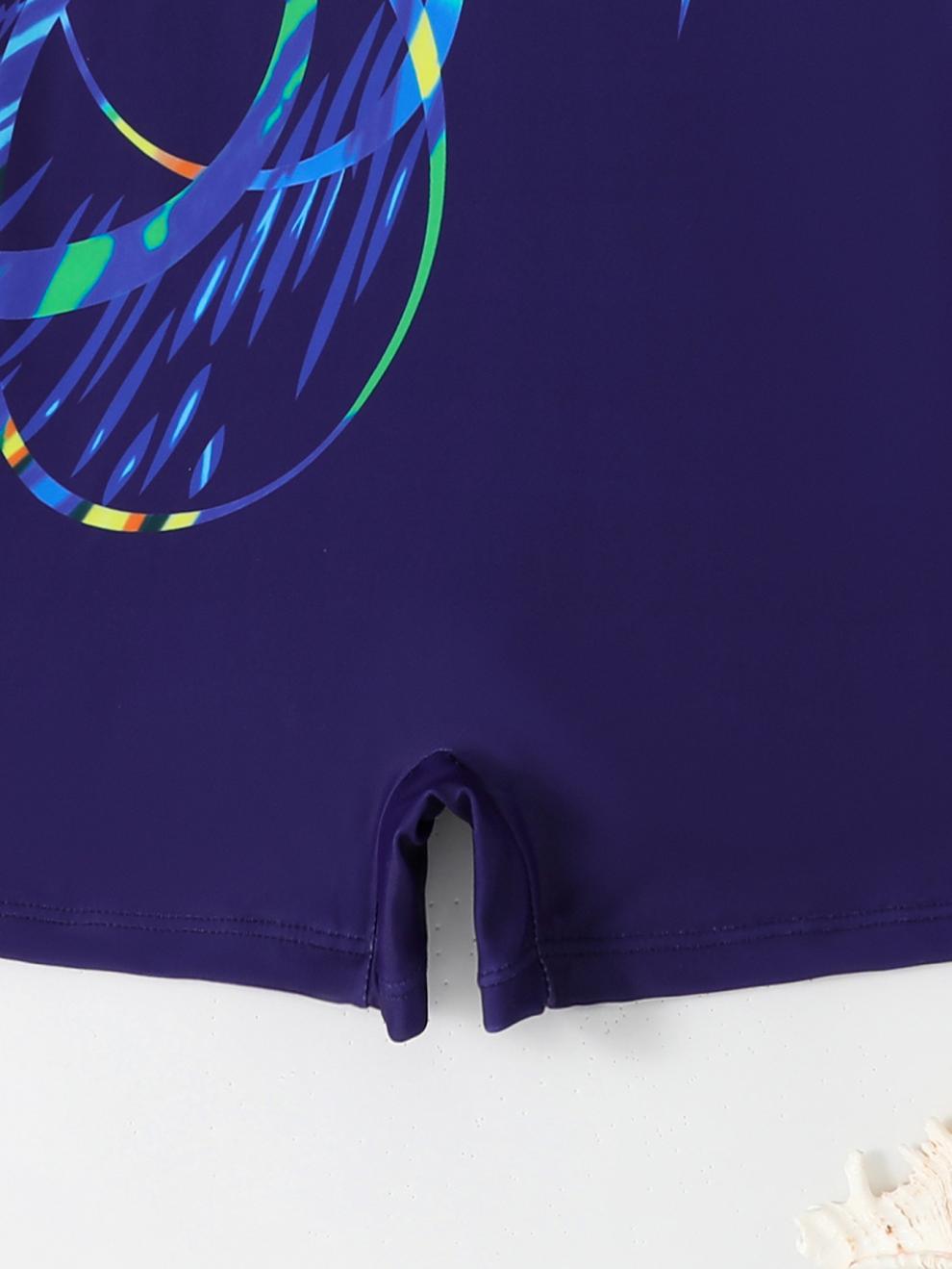 商品详情图_外贸四角裤连体平角泳衣女士运动纯色游泳衣保守显瘦