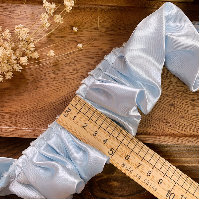 5.5cm双层色丁布打折密皱窗帘家纺坐垫靠垫毯子围