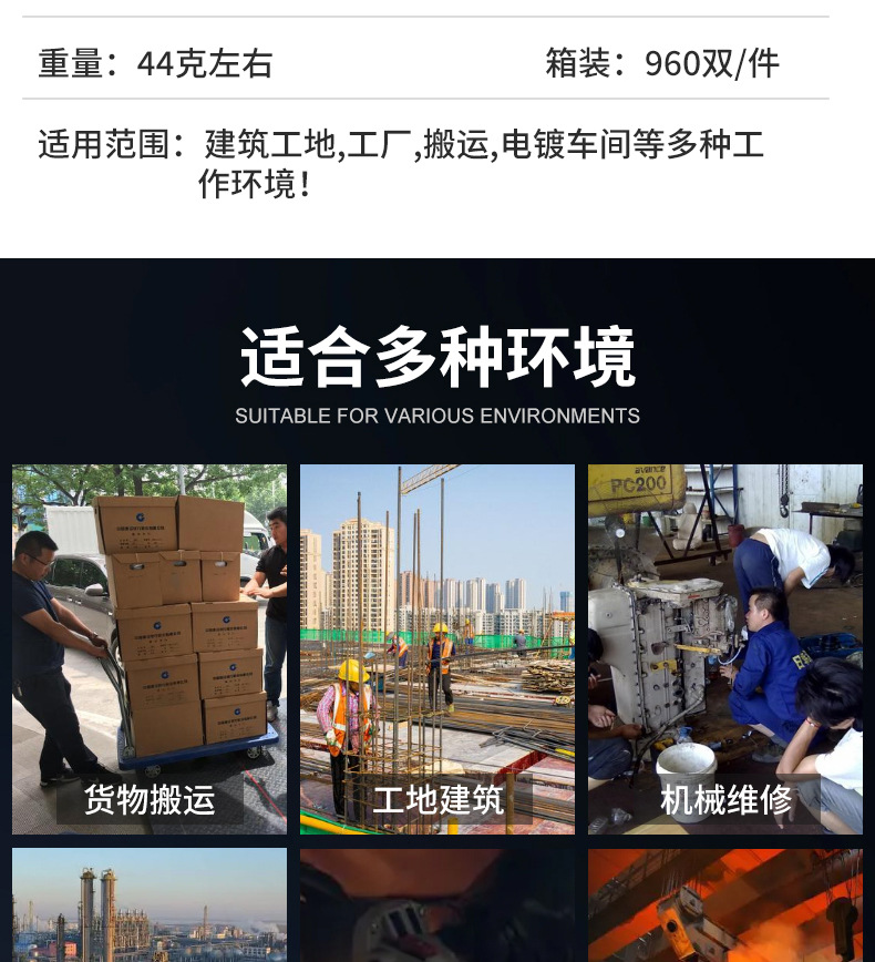 华仁兴13针蓝色尼龙丁腈手套浸胶挂胶防滑耐磨劳保手