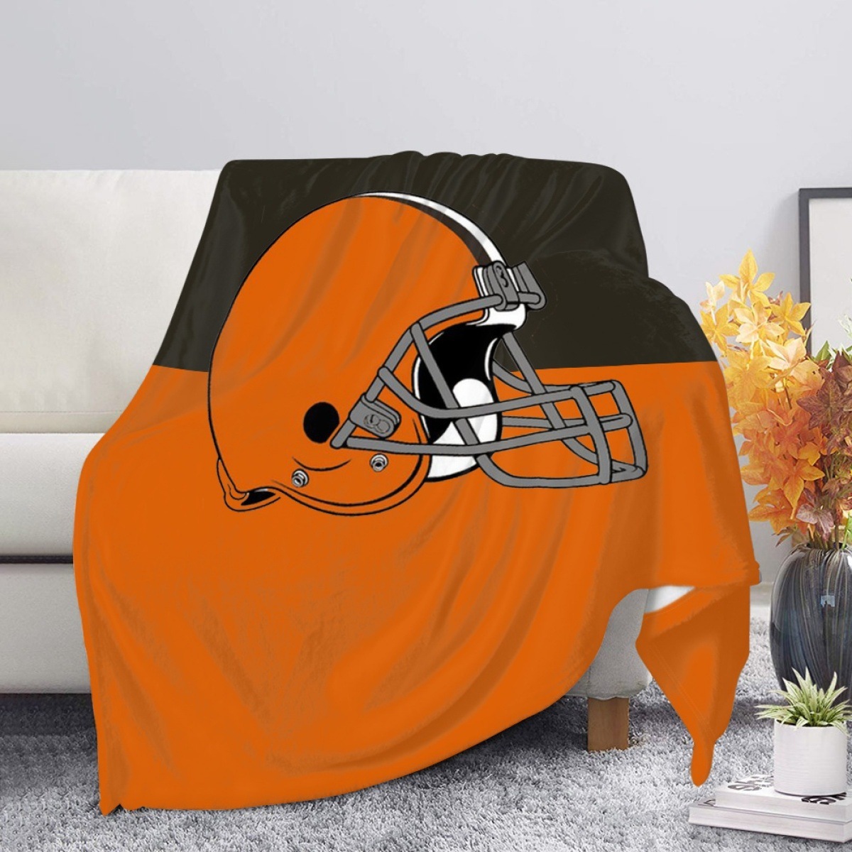 外贸欧美毛毯法兰绒毯子法莱绒毯NFL橄榄球来图印花批发代发