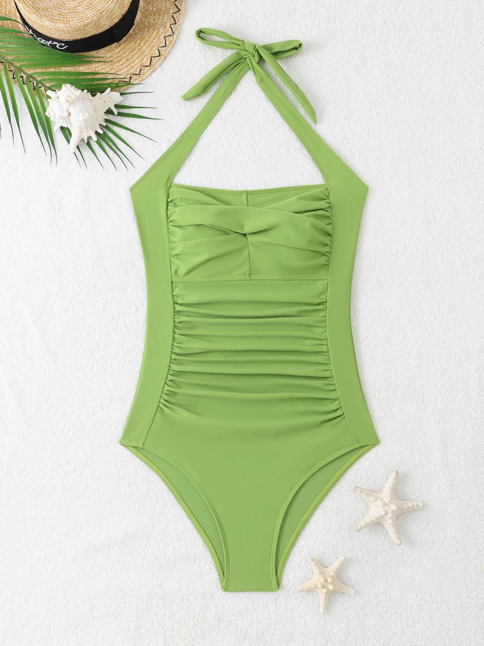 商品详情图_25亚马逊爆款露背连体比基尼褶皱复古欧美时尚性感