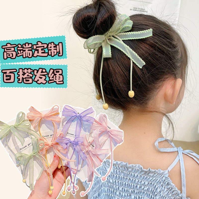 儿童蝴蝶结流苏头绳