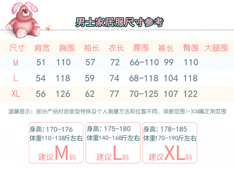 男士套装尺码表通用