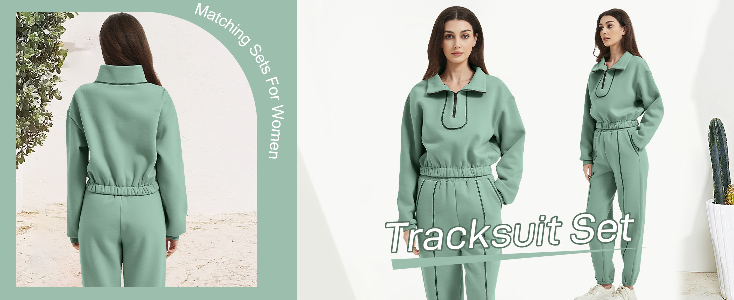 Women 2 Piece Outfits Sweatsuit Set Fall Half Zip Sweatshirt Sweatpant Lounge Set Tracksuit