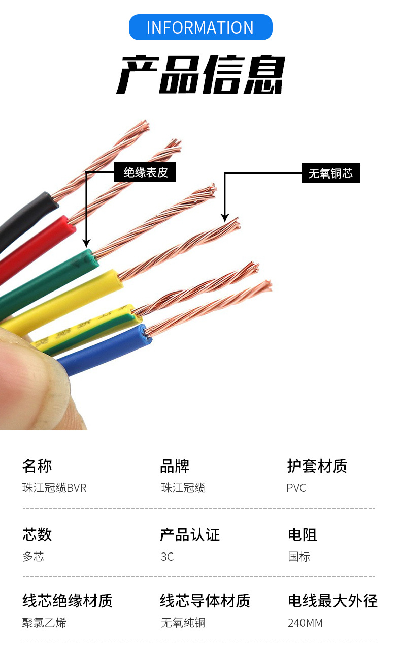 广东珠江冠缆BVR电线