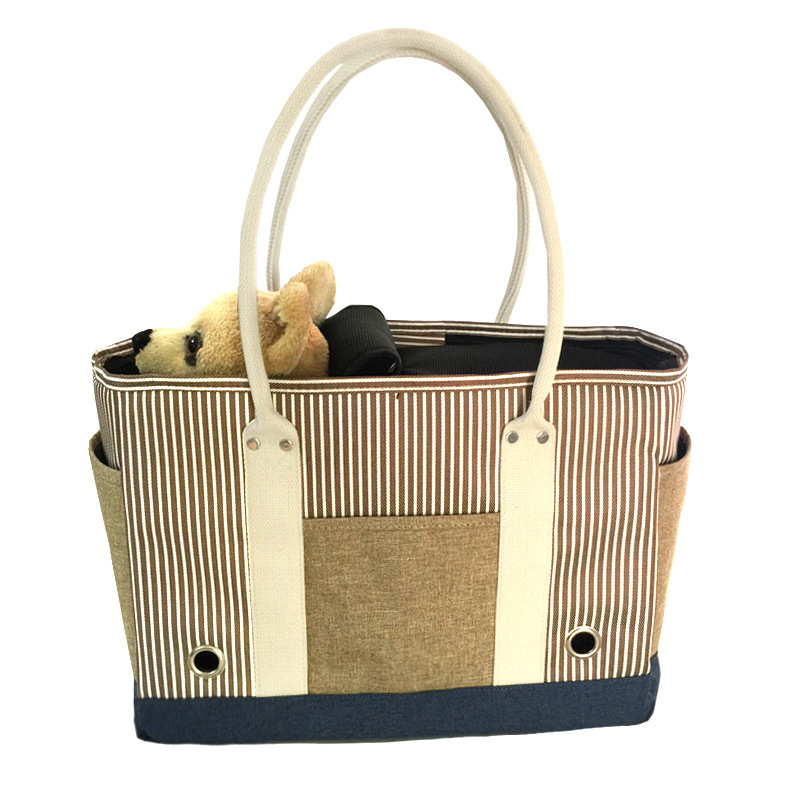 I2-001条纹宠物手提包咖啡色-013