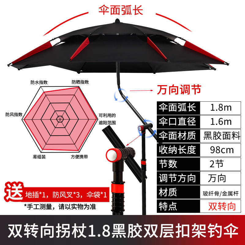 （铁杆）拐杖双转向黑色扣架180cm
