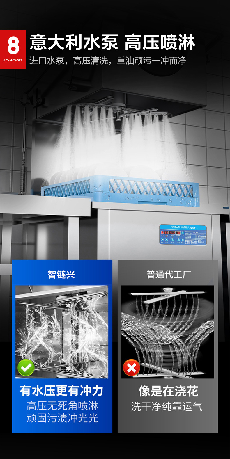 工业洗碗机长龙洗碗机商用全自动洗碗机带烘干大型学校洗碗
机定制