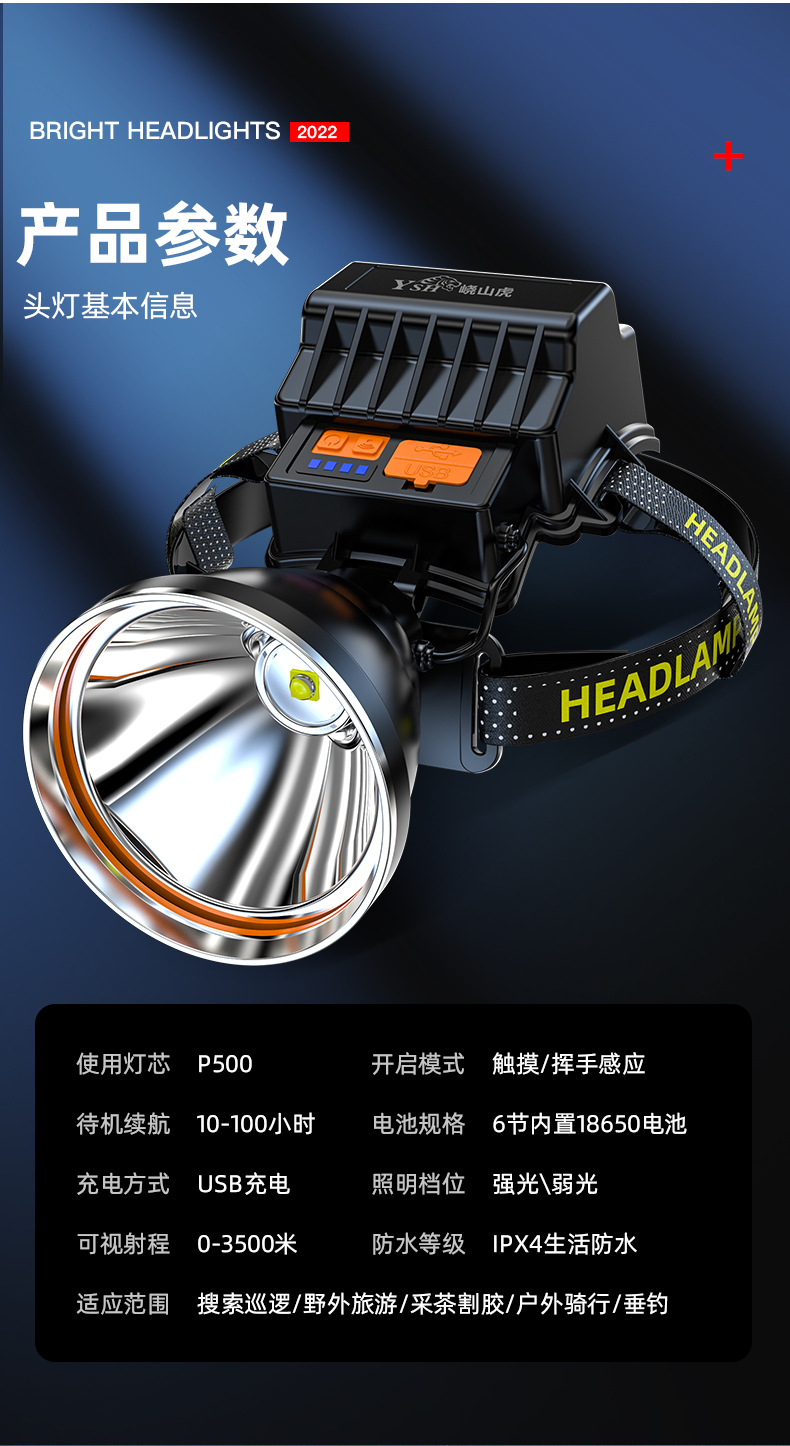 钓鱼夜钓防水灯矿灯氙气手电筒