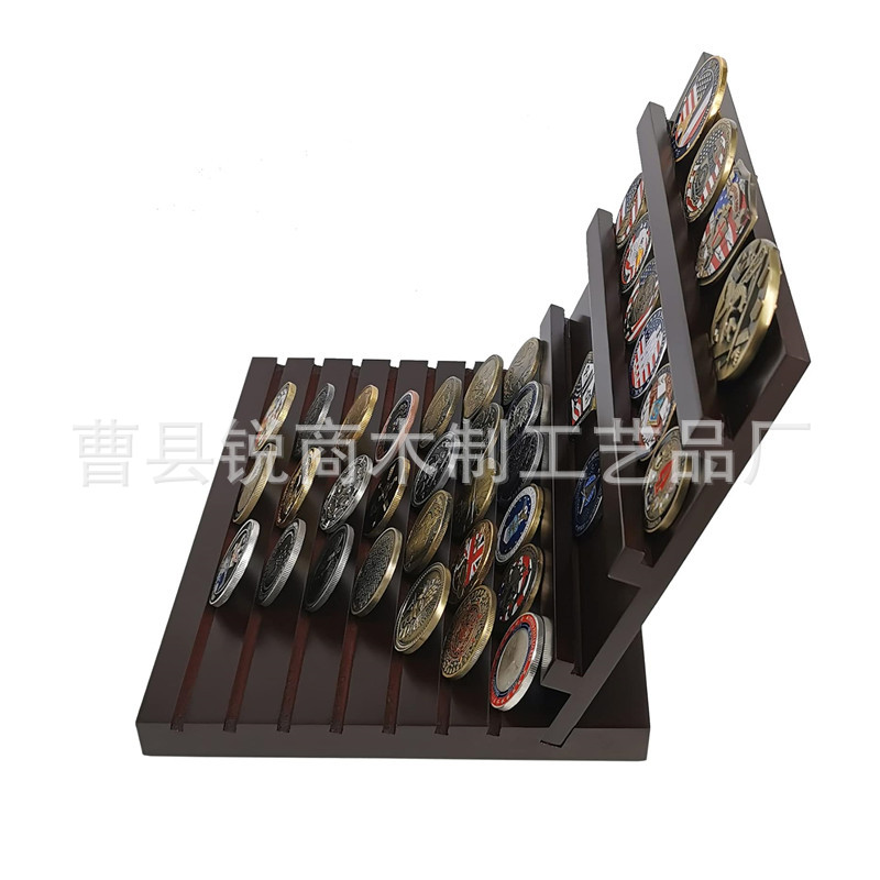 松木硬币展示架纪念币收藏架勋章收纳架硬币支架桌面置物架BSC