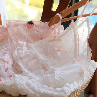 60-180斤!系带内裤女可解开 绑带网眼微透蕾丝甜美可爱草莓 C059