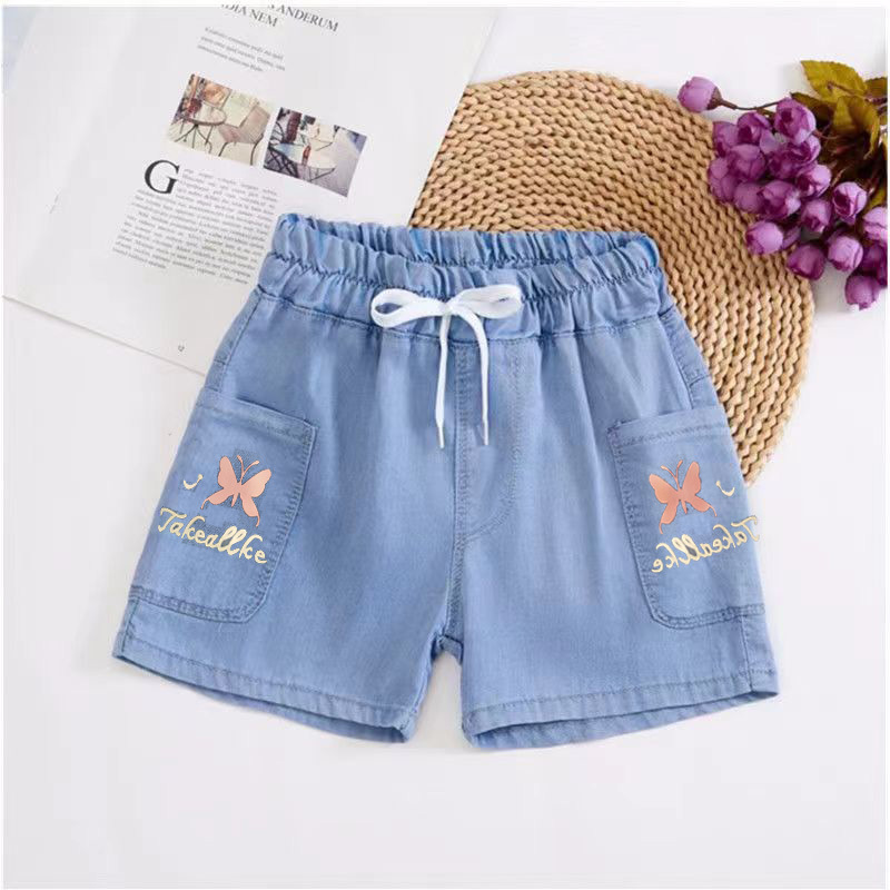 方袋红蝴蝶天丝短裤