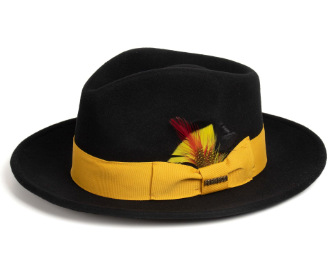 黄色带子羊毛帽