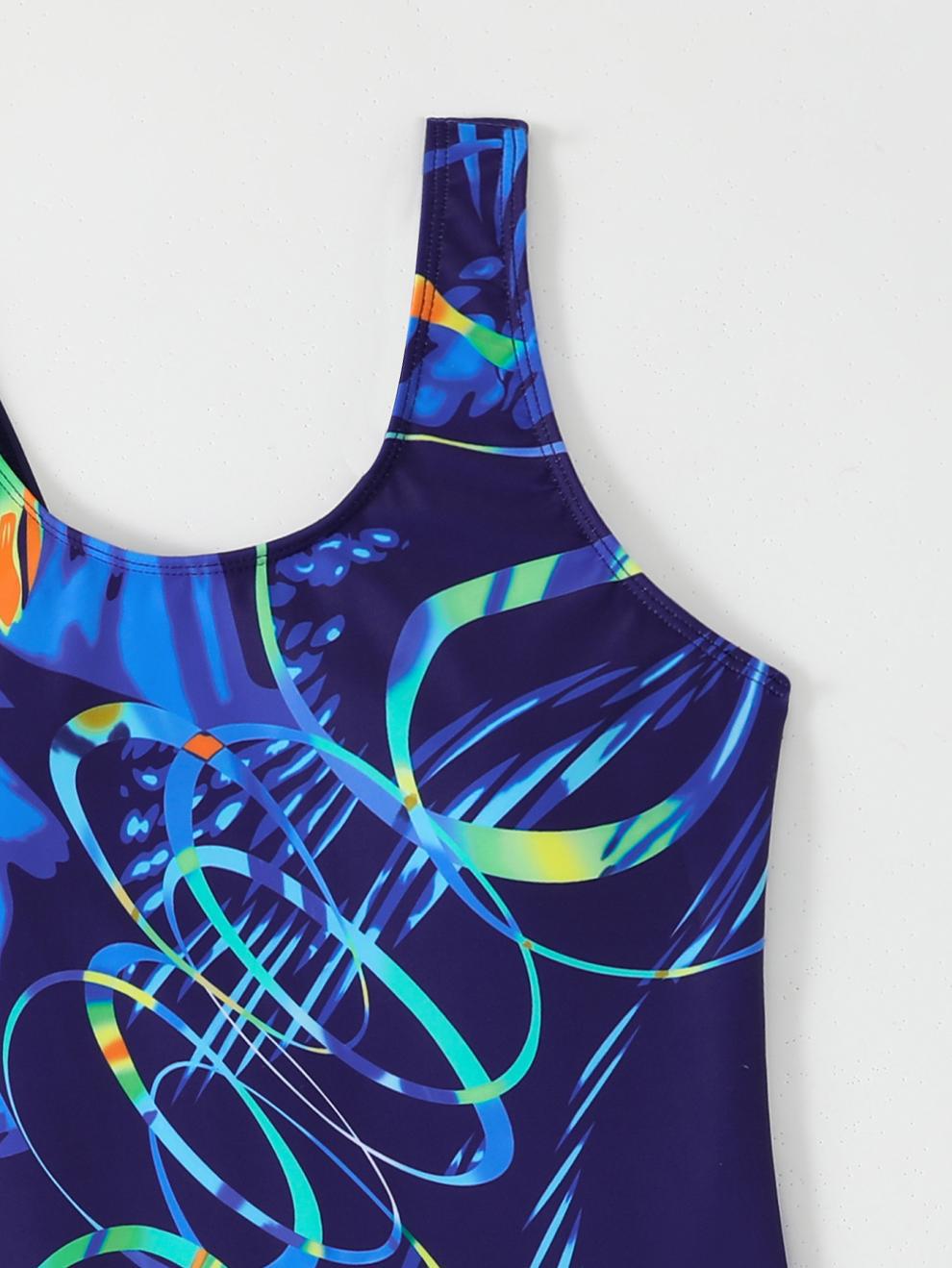 商品详情图_外贸四角裤连体平角泳衣女士运动纯色游泳衣保守显瘦