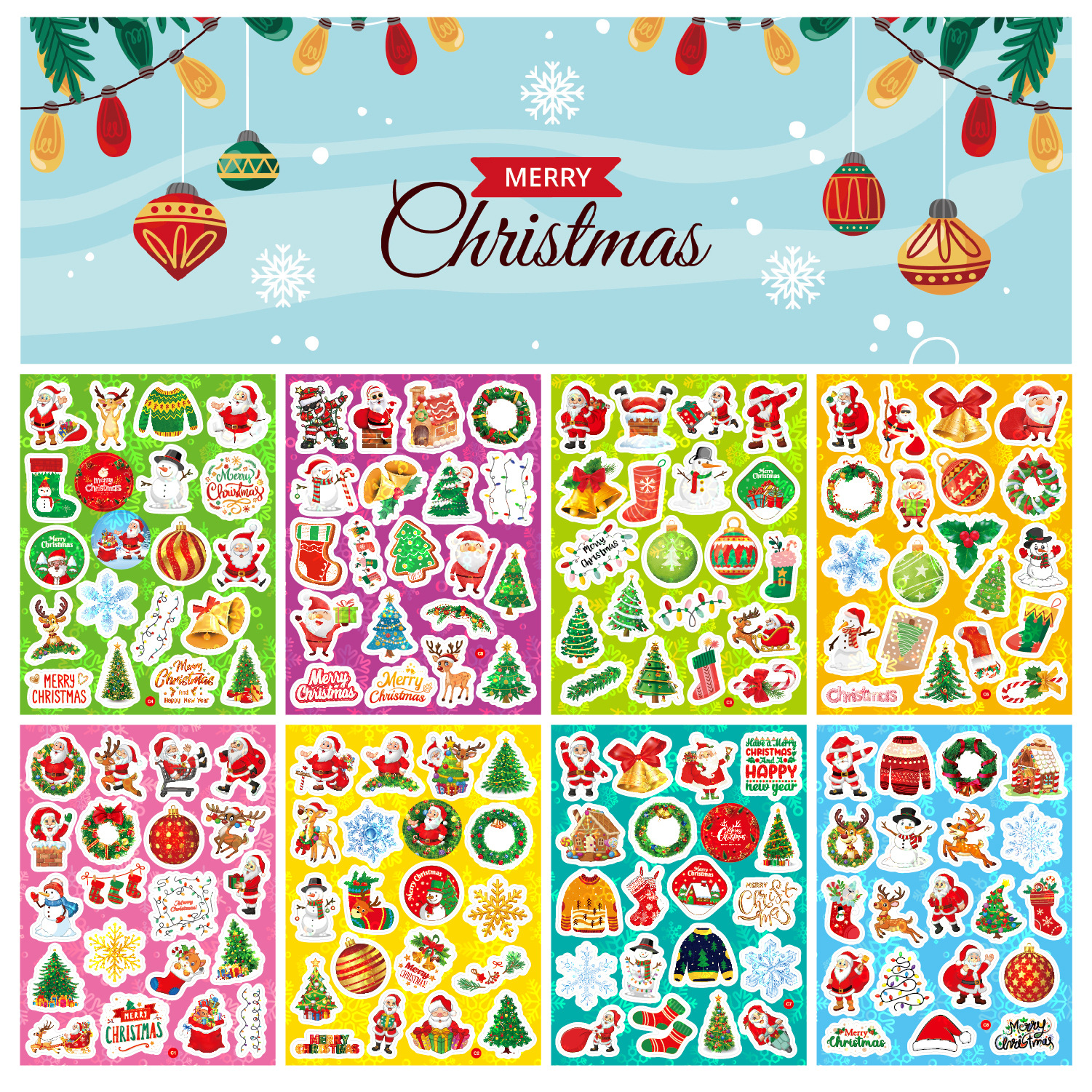 全息 8张160枚圣诞节贴纸主图1-02.jpg