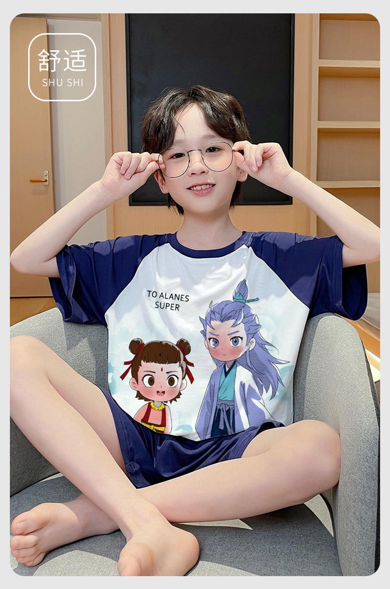复制_莫代尔男童睡衣夏季儿童薄款哪吒短袖短裤套.jpg