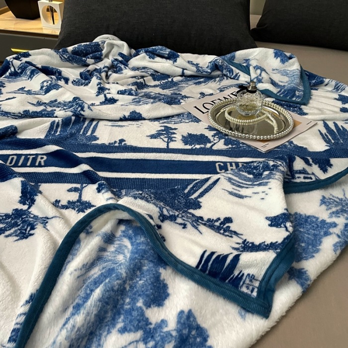 轻奢家居水墨画法兰绒毛毯旅行办公室午睡多功能休闲盖毯四季毯子