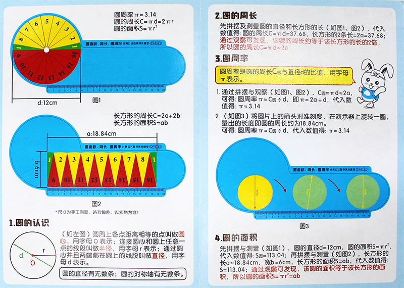 圆面积周长圆周率计算公式推导演示器数学教具小卡尼