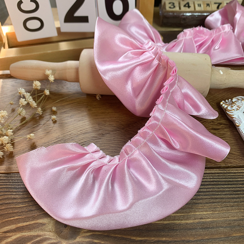 5.5cm双层色丁布打折密皱窗帘家纺坐垫靠垫毯子围