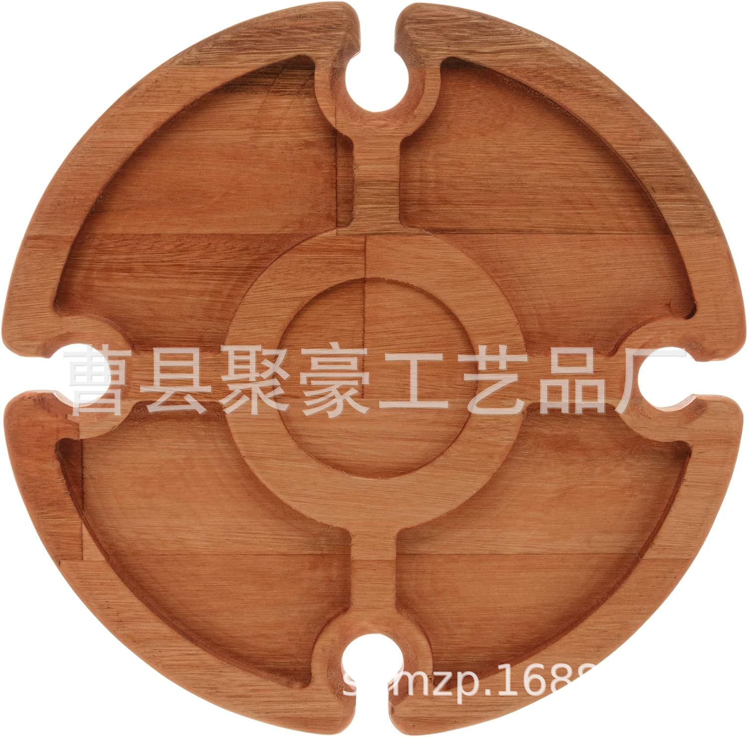 定制圆形实木户外折叠腿酒桌野餐便捷式露营餐桌木质实木果盘批发
