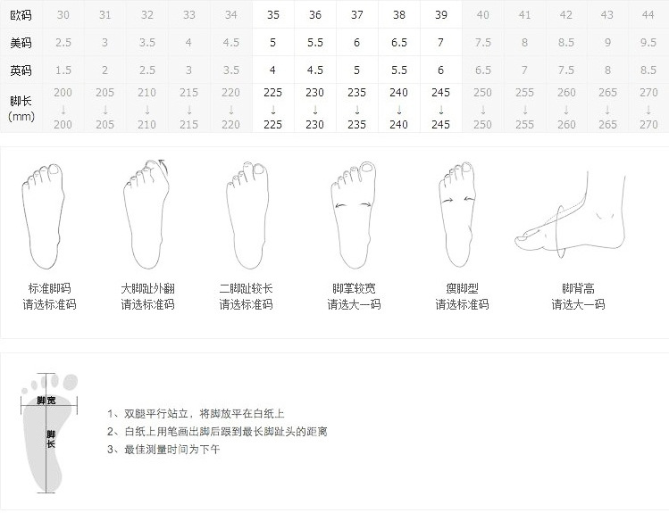 尺码表