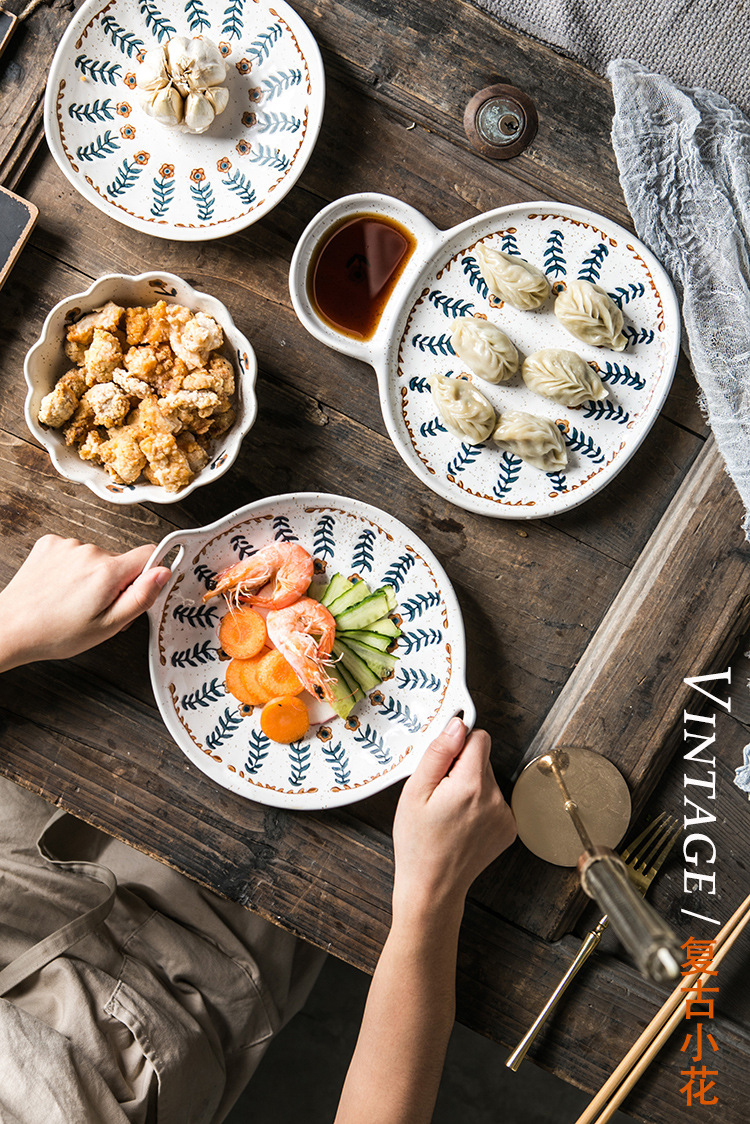 复古小花粗陶餐具